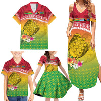 Melanesian Ni-Vanuatu Family Matching Summer Maxi Dress and Hawaiian Shirt Sea Turtle with Sand Drawing Pattern LT9 - Polynesian Pride