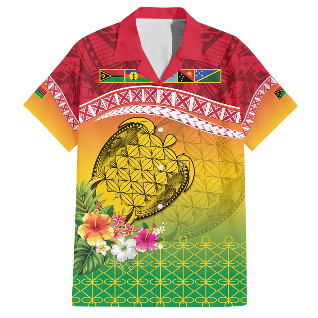 Melanesian Ni-Vanuatu Family Matching Summer Maxi Dress and Hawaiian Shirt Sea Turtle with Sand Drawing Pattern LT9 Dad's Shirt - Short Sleeve Reggae - Polynesian Pride