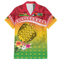 Melanesian Ni-Vanuatu Family Matching Summer Maxi Dress and Hawaiian Shirt Sea Turtle with Sand Drawing Pattern LT9 Dad's Shirt - Short Sleeve Reggae - Polynesian Pride