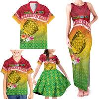 Melanesian Ni-Vanuatu Family Matching Tank Maxi Dress and Hawaiian Shirt Sea Turtle with Sand Drawing Pattern LT9 - Polynesian Pride