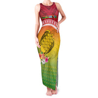 Melanesian Ni-Vanuatu Family Matching Tank Maxi Dress and Hawaiian Shirt Sea Turtle with Sand Drawing Pattern LT9 Mom's Dress Reggae - Polynesian Pride