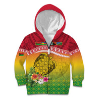 Melanesian Ni-Vanuatu Kid Hoodie Sea Turtle with Sand Drawing Pattern LT9 Zip Hoodie Reggae - Polynesian Pride