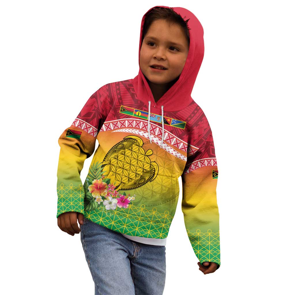 Melanesian Ni-Vanuatu Kid Hoodie Sea Turtle with Sand Drawing Pattern LT9 - Polynesian Pride