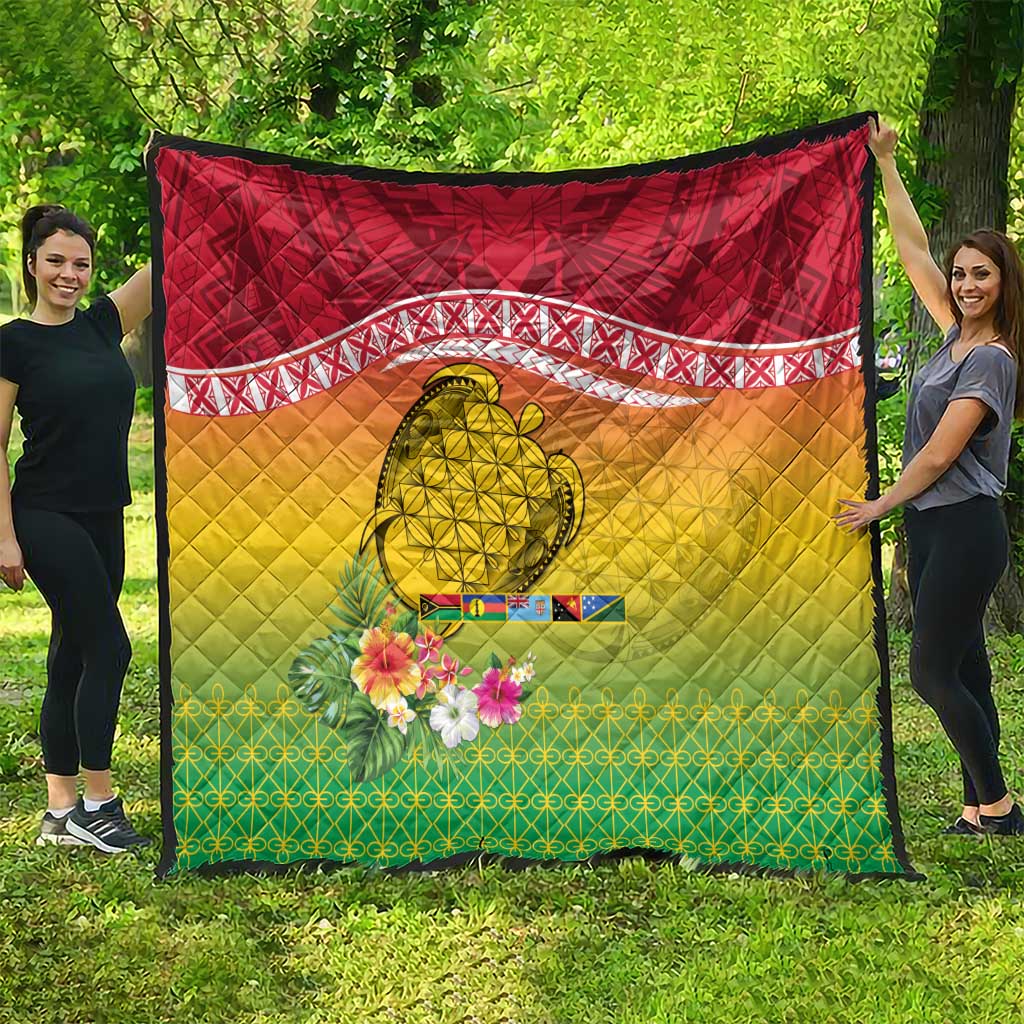 Melanesian Ni-Vanuatu Quilt Sea Turtle with Sand Drawing Pattern
