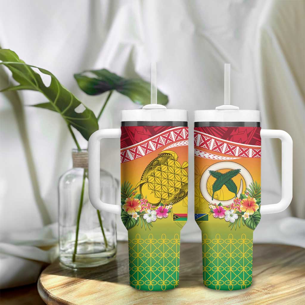 Melanesian Ni-Vanuatu Tumbler With Handle Sea Turtle with Sand Drawing Pattern