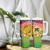 Melanesian Ni-Vanuatu Tumbler With Handle Sea Turtle with Sand Drawing Pattern