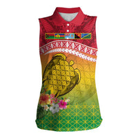 Melanesian Ni-Vanuatu Women Sleeveless Polo Shirt Sea Turtle with Sand Drawing Pattern LT9 Female Reggae - Polynesian Pride