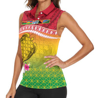 Melanesian Ni-Vanuatu Women Sleeveless Polo Shirt Sea Turtle with Sand Drawing Pattern LT9 - Polynesian Pride