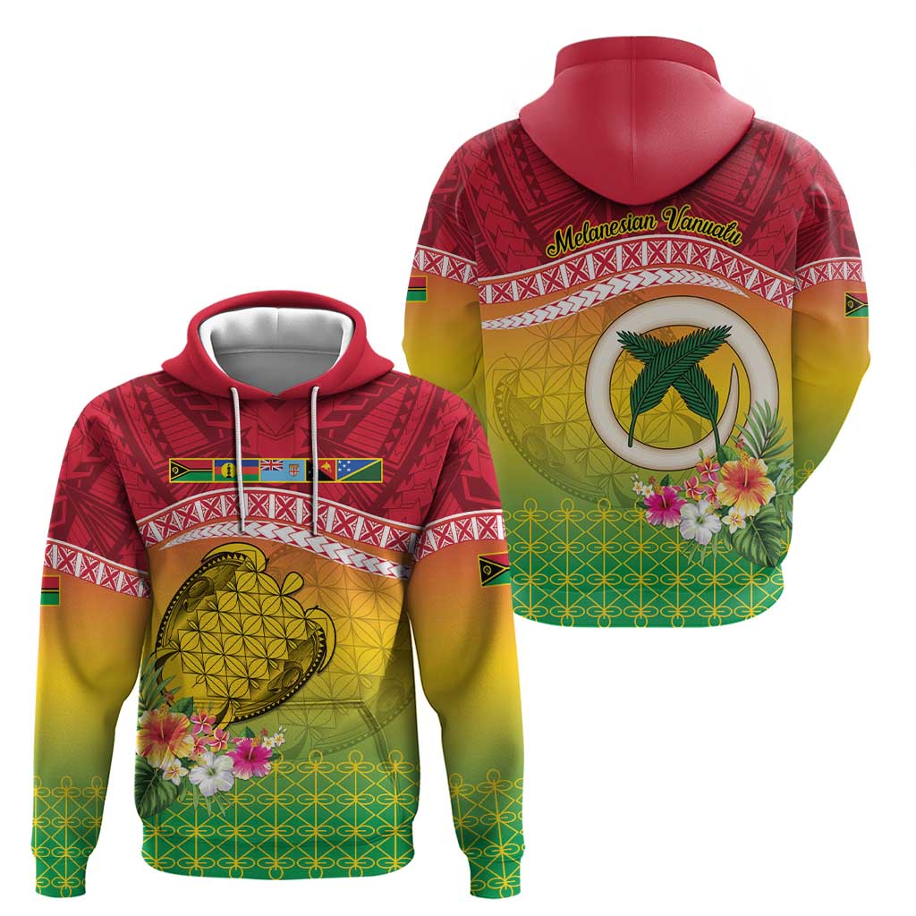 Melanesian Ni-Vanuatu Zip Hoodie Sea Turtle with Sand Drawing Pattern