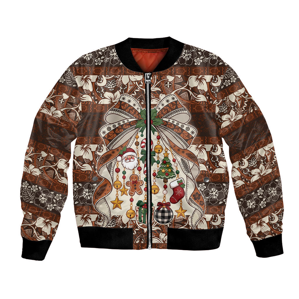 Tahiti 'Ahu Christmas Bow Bomber Jacket Ia 'oa'oa i te Noera LT9 Unisex Multicolor - Polynesian Pride