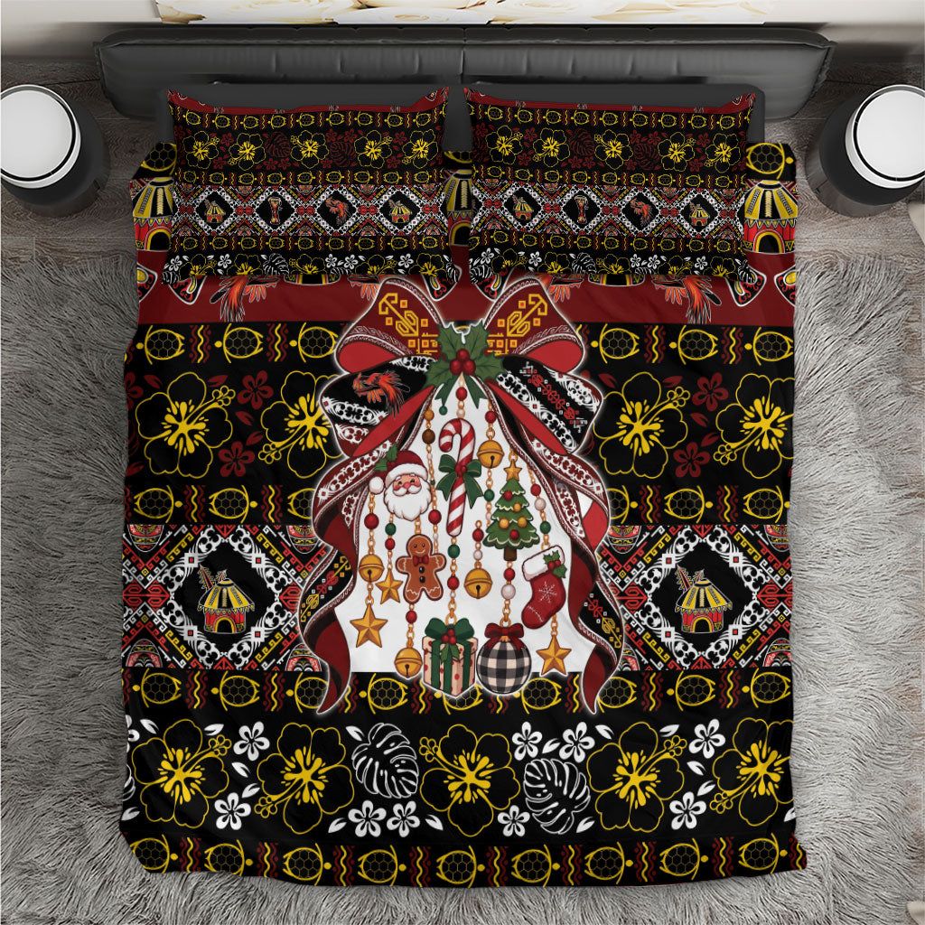 Papua New Guinea Batik Christmas Bow Bedding Set Bikpela hamamas blong dispela Krismas LT9 Multicolor - Polynesian Pride