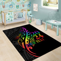 Personalised New Zealand Wellington Pride Area Rug Maori Fern with Pride Flag 2024 LT9 - Polynesian Pride