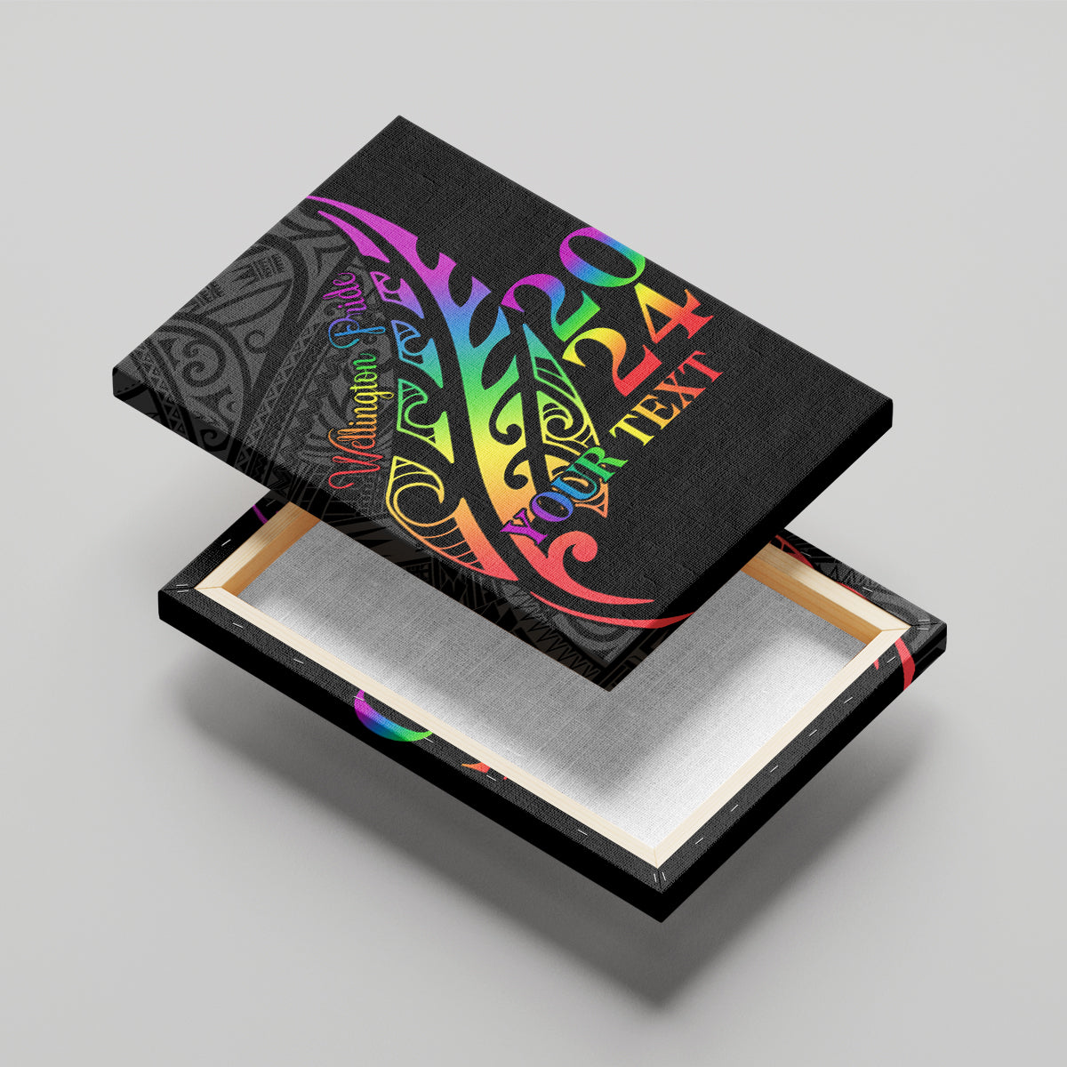 Personalised New Zealand Wellington Pride Canvas Wall Art Maori Fern with Pride Flag 2024 LT9 - Polynesian Pride