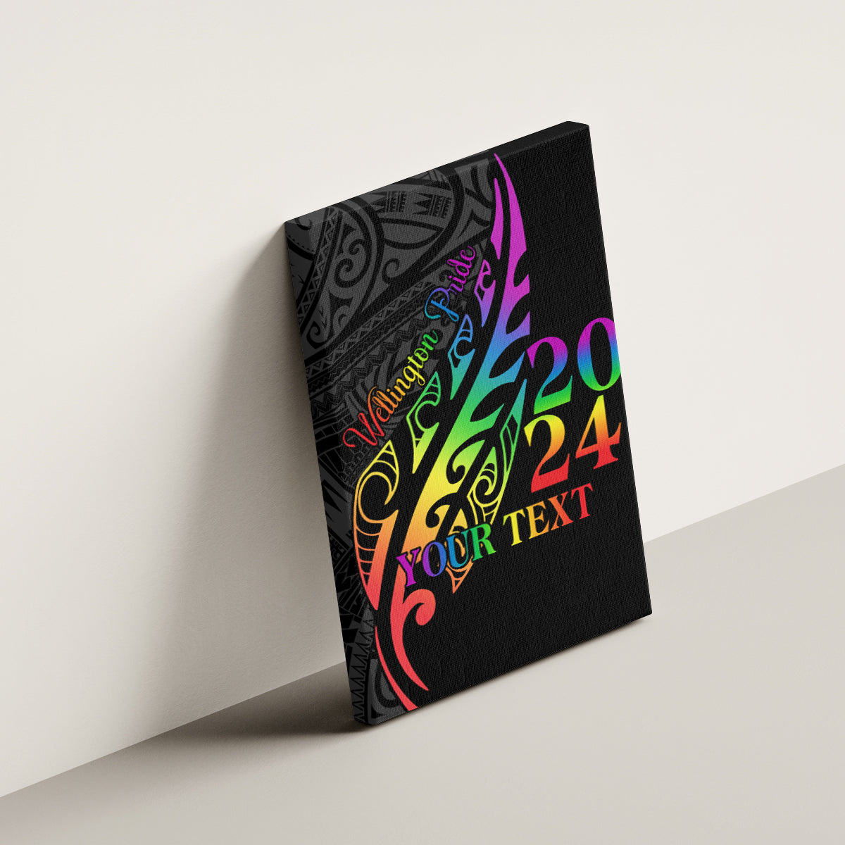 Personalised New Zealand Wellington Pride Canvas Wall Art Maori Fern with Pride Flag 2024 LT9 - Polynesian Pride