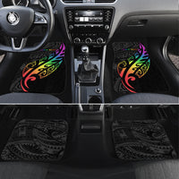 Personalised New Zealand Wellington Pride Car Mats Maori Fern with Pride Flag 2024 LT9 Set 4pcs Black - Polynesian Pride