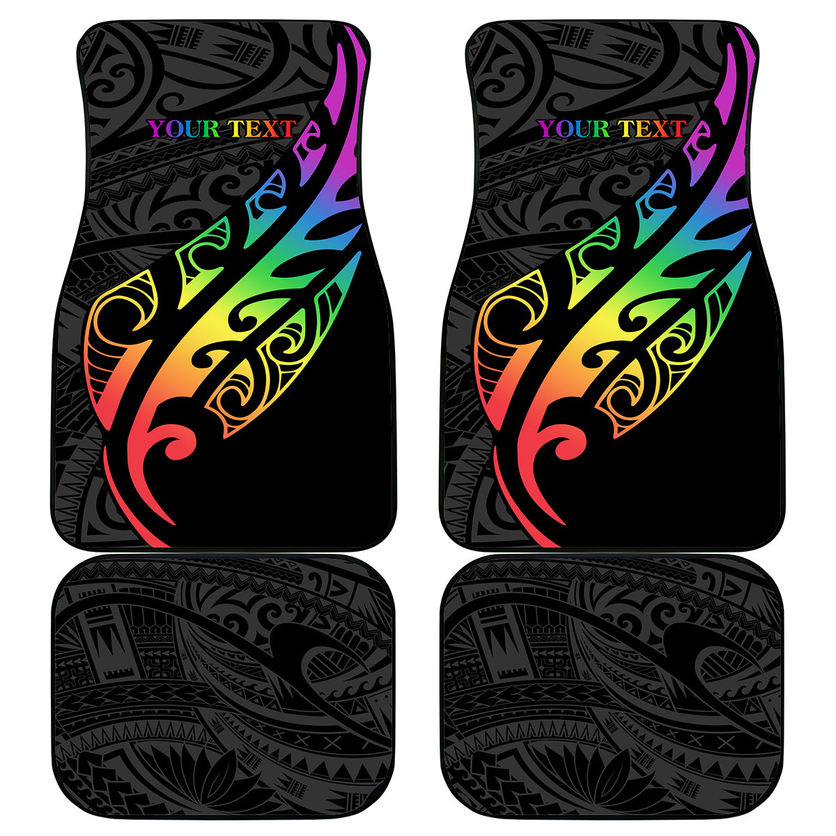 Personalised New Zealand Wellington Pride Car Mats Maori Fern with Pride Flag 2024 LT9 - Polynesian Pride