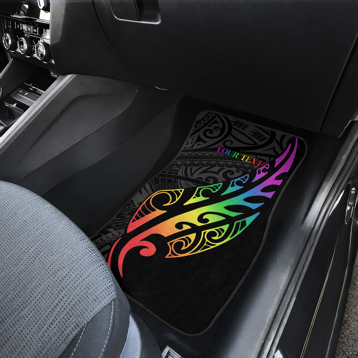 Personalised New Zealand Wellington Pride Car Mats Maori Fern with Pride Flag 2024 LT9 - Polynesian Pride