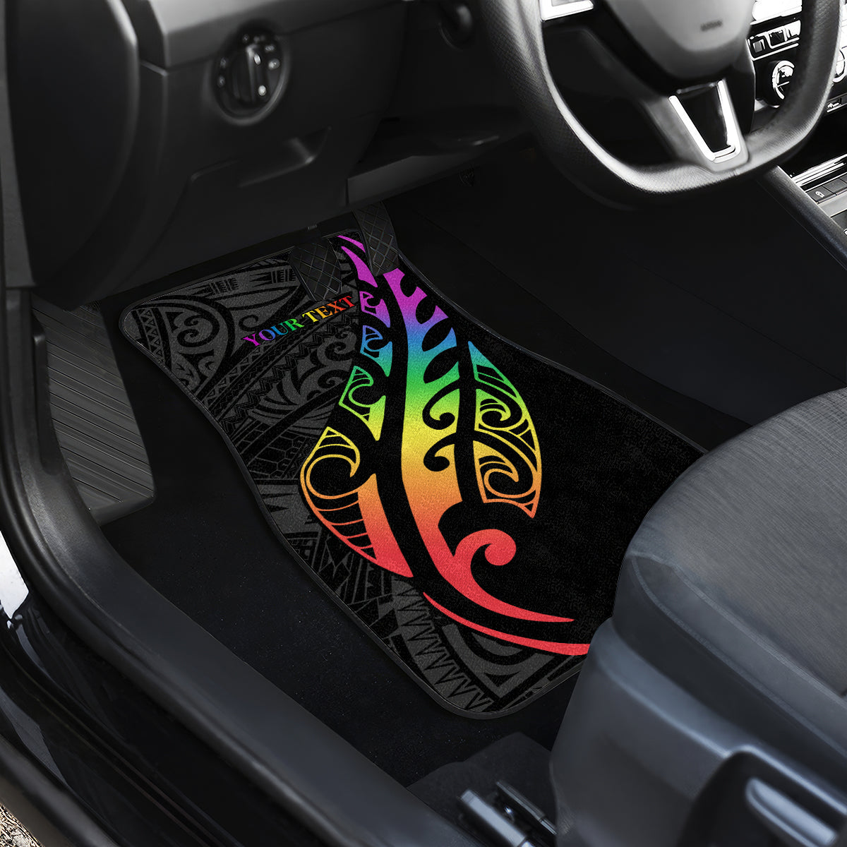 Personalised New Zealand Wellington Pride Car Mats Maori Fern with Pride Flag 2024 LT9 - Polynesian Pride