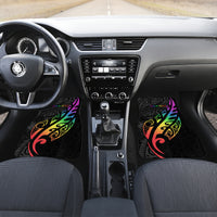 Personalised New Zealand Wellington Pride Car Mats Maori Fern with Pride Flag 2024 LT9 Set 2pcs - Front Black - Polynesian Pride