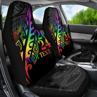 Personalised New Zealand Wellington Pride Car Seat Cover Maori Fern with Pride Flag 2024 LT9 - Polynesian Pride