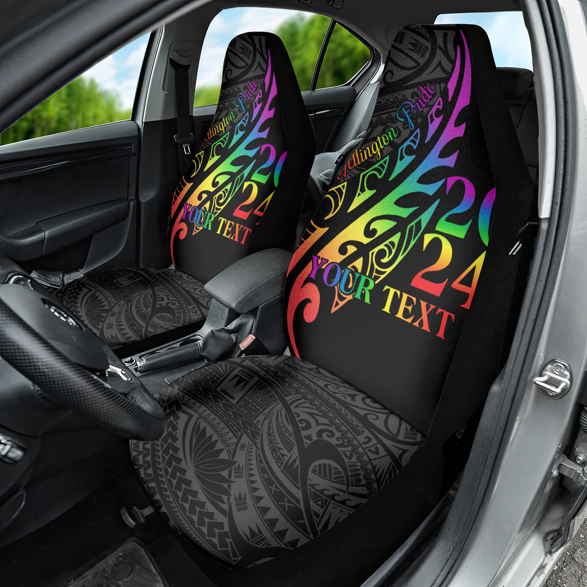 Personalised New Zealand Wellington Pride Car Seat Cover Maori Fern with Pride Flag 2024 LT9 - Polynesian Pride