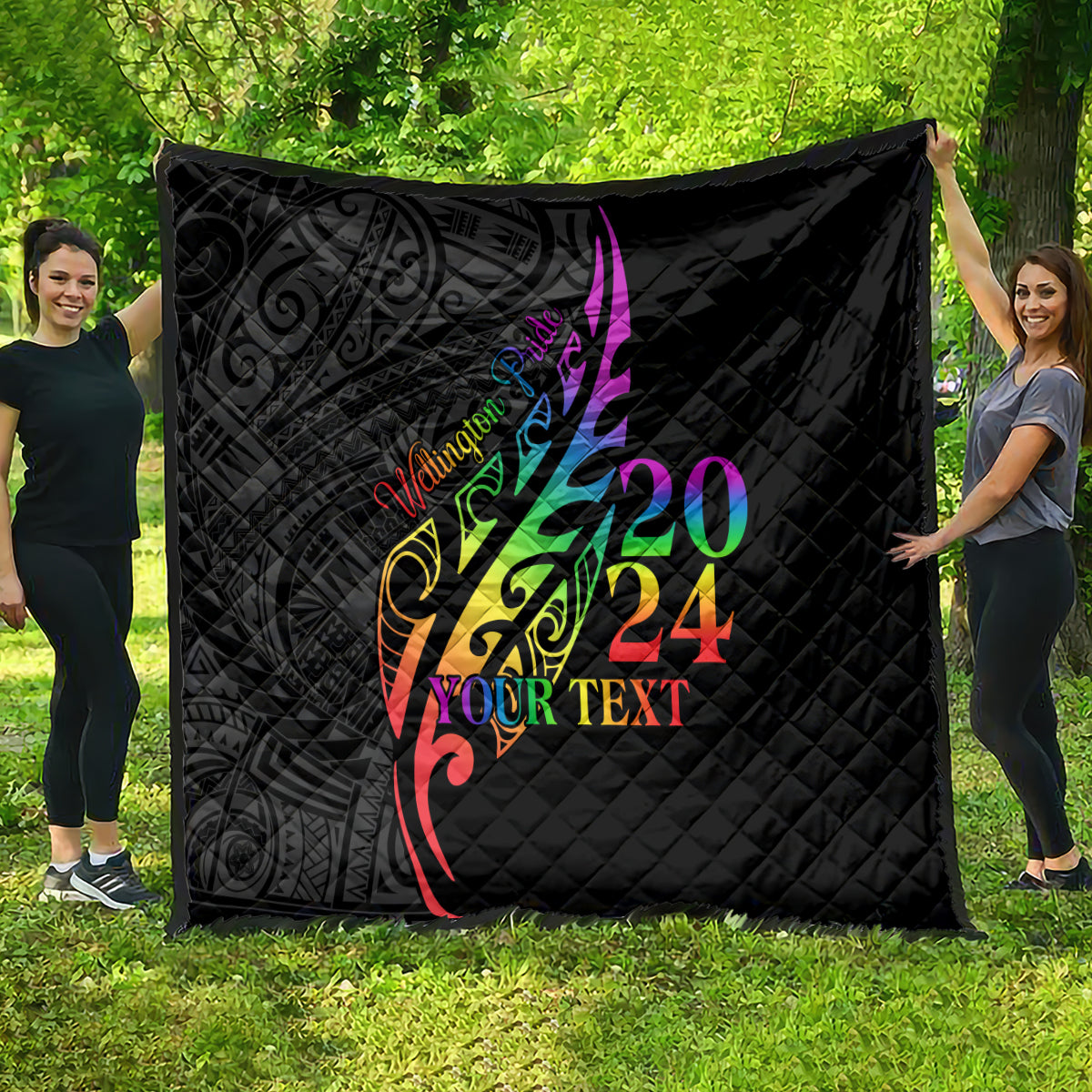 Personalised New Zealand Wellington Pride Quilt Maori Fern with Pride Flag 2024 LT9 - Polynesian Pride