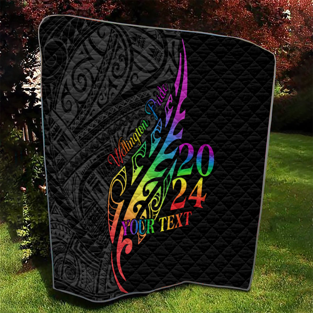 Personalised New Zealand Wellington Pride Quilt Maori Fern with Pride Flag 2024 LT9 - Polynesian Pride