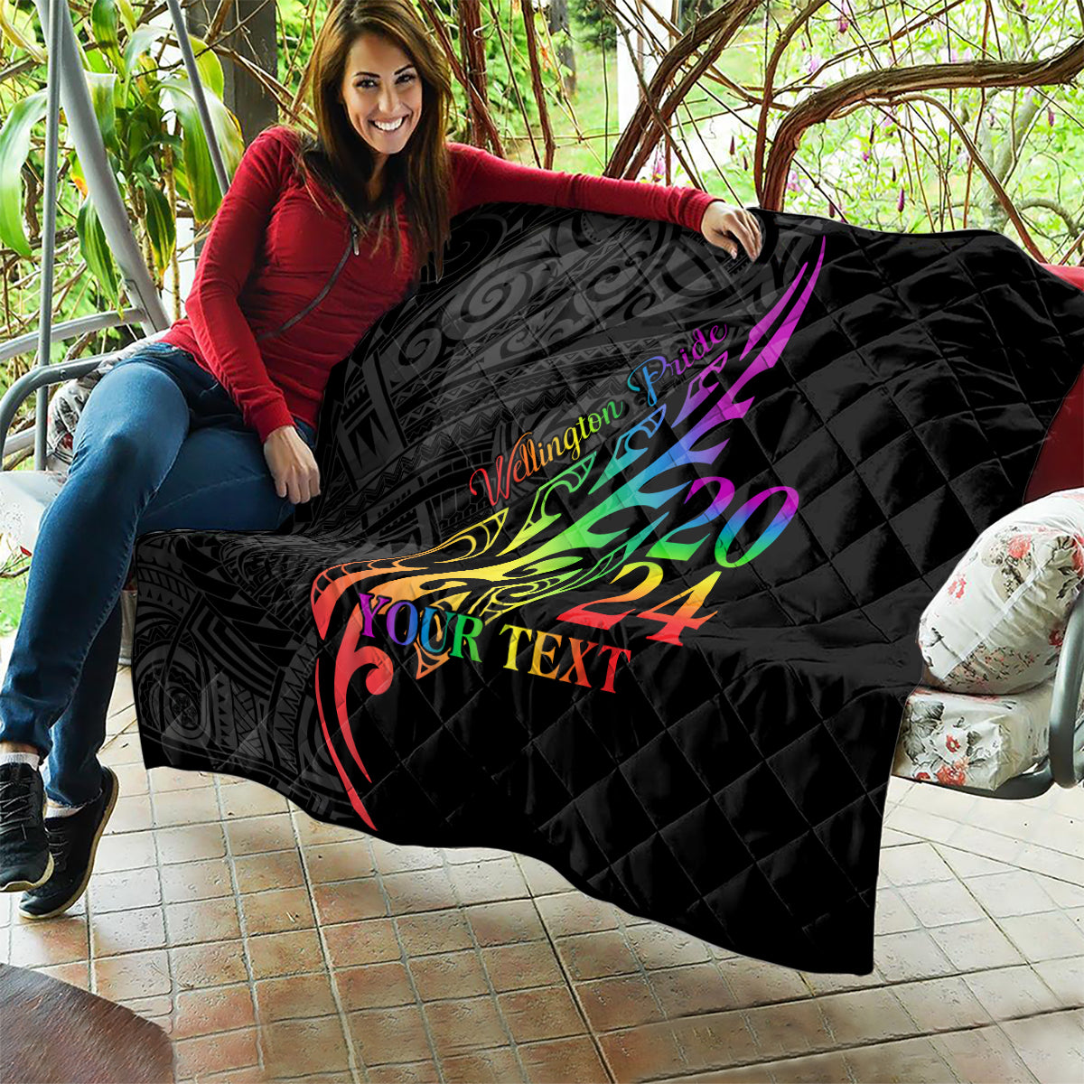 Personalised New Zealand Wellington Pride Quilt Maori Fern with Pride Flag 2024 LT9 - Polynesian Pride