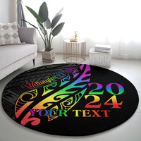 Personalised New Zealand Wellington Pride Round Carpet Maori Fern with Pride Flag 2024 LT9 - Polynesian Pride