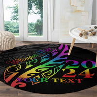Personalised New Zealand Wellington Pride Round Carpet Maori Fern with Pride Flag 2024 LT9 - Polynesian Pride