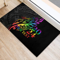 Personalised New Zealand Wellington Pride Rubber Doormat Maori Fern with Pride Flag 2024 LT9 - Polynesian Pride