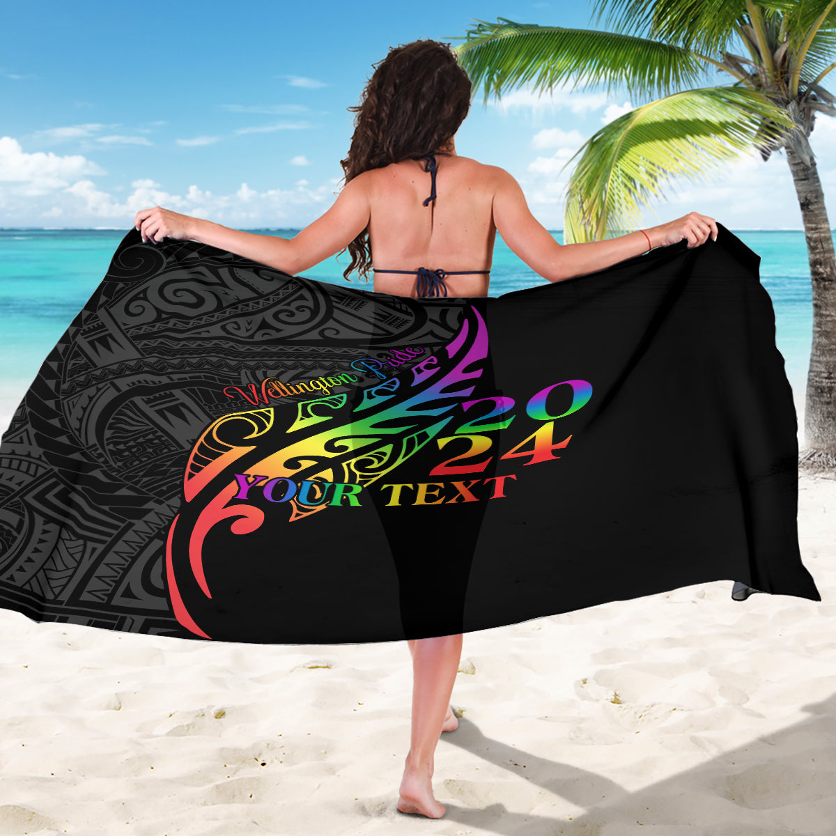 Personalised New Zealand Wellington Pride Sarong Maori Fern with Pride Flag 2024 LT9 - Polynesian Pride