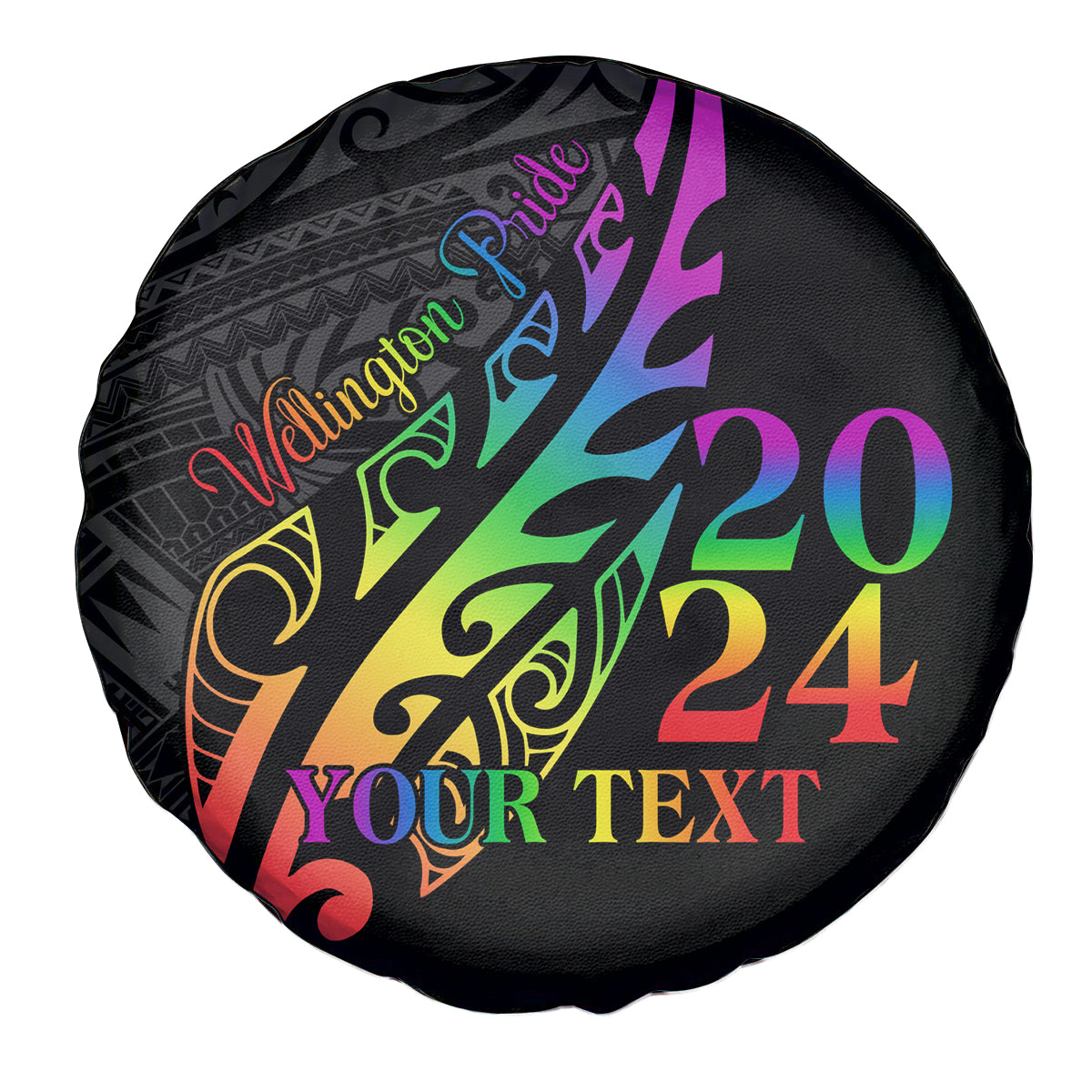 Personalised New Zealand Wellington Pride Spare Tire Cover Maori Fern with Pride Flag 2024 LT9 - Polynesian Pride