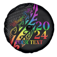 Personalised New Zealand Wellington Pride Spare Tire Cover Maori Fern with Pride Flag 2024 LT9 - Polynesian Pride