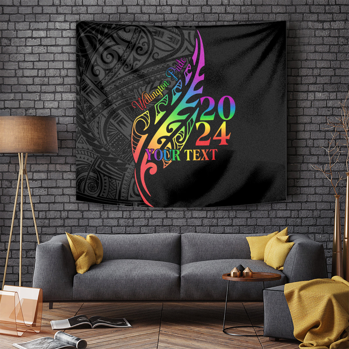 Personalised New Zealand Wellington Pride Tapestry Maori Fern with Pride Flag 2024 LT9 - Polynesian Pride