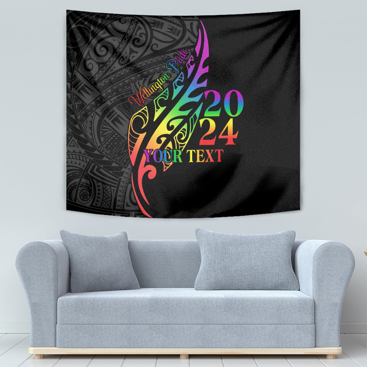 Personalised New Zealand Wellington Pride Tapestry Maori Fern with Pride Flag 2024 LT9 - Polynesian Pride