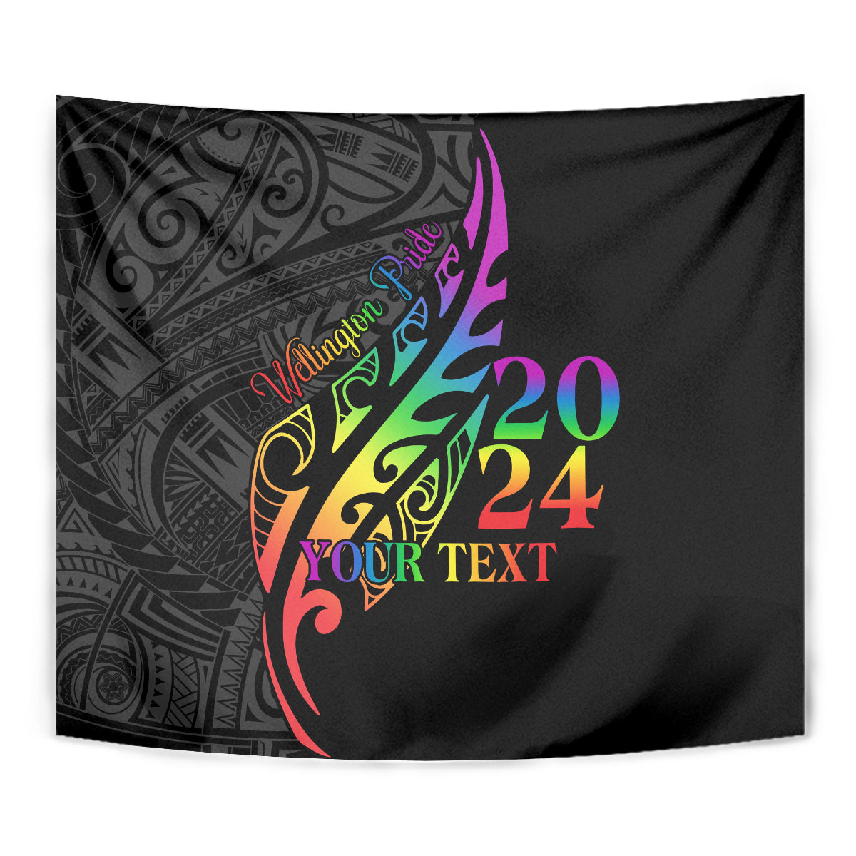 Personalised New Zealand Wellington Pride Tapestry Maori Fern with Pride Flag 2024 LT9 - Polynesian Pride