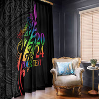 Personalised New Zealand Wellington Pride Window Curtain Maori Fern with Pride Flag 2024 LT9 - Polynesian Pride