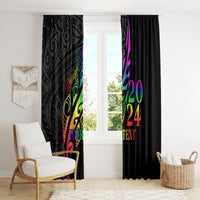 Personalised New Zealand Wellington Pride Window Curtain Maori Fern with Pride Flag 2024 LT9 - Polynesian Pride