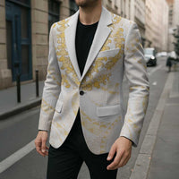Aloha Lei Onaona Blazer Beige Hawaiian Tribal Pattern - Polynesian Pride