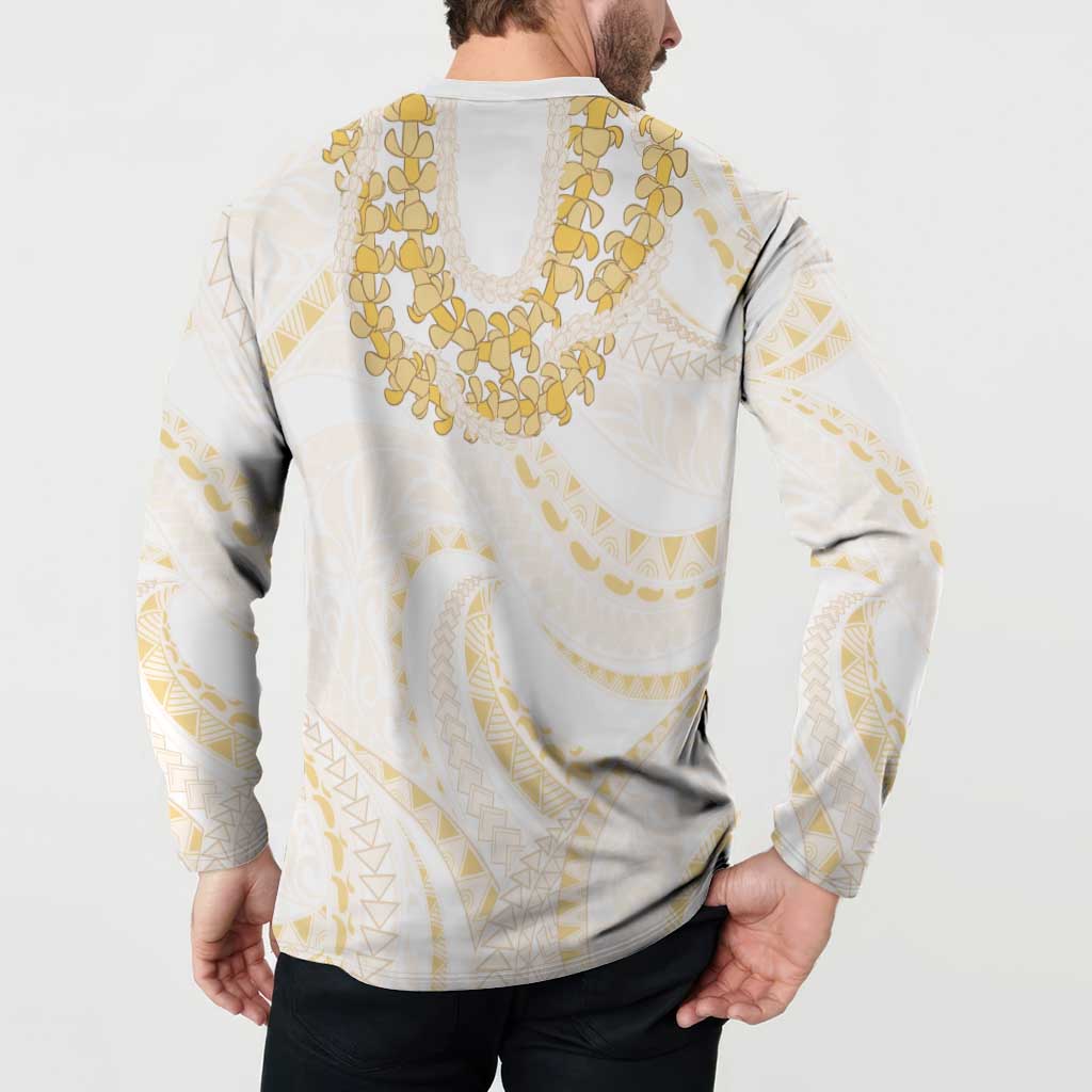 Aloha Lei Onaona Button Sweatshirt Beige Hawaiian Tribal Pattern