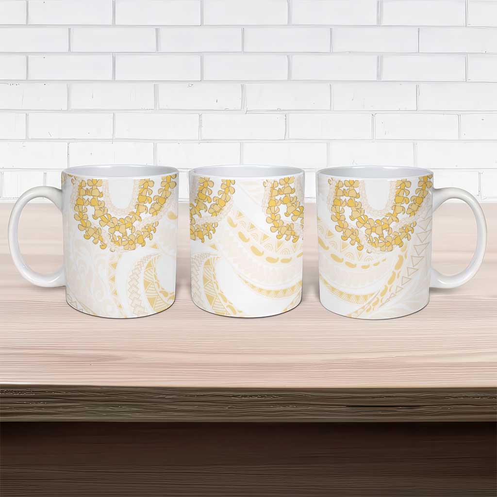 Aloha Lei Onaona Ceramic Mug Beige Hawaiian Tribal Pattern - Polynesian Pride