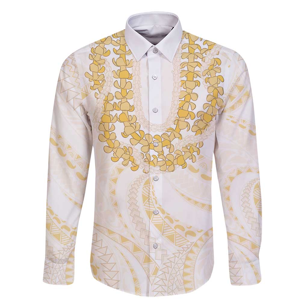 Aloha Lei Onaona Family Matching Long Sleeve Bodycon Dress and Hawaiian Shirt Beige Hawaiian Tribal Pattern LT9 Dad's Shirt - Long Sleeve Beige - Polynesian Pride