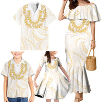 Aloha Lei Onaona Family Matching Mermaid Dress and Hawaiian Shirt Beige Hawaiian Tribal Pattern LT9 - Polynesian Pride
