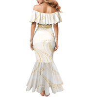 Aloha Lei Onaona Family Matching Mermaid Dress and Hawaiian Shirt Beige Hawaiian Tribal Pattern LT9 - Polynesian Pride