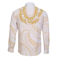 Aloha Lei Onaona Family Matching Off The Shoulder Long Sleeve Dress and Hawaiian Shirt Beige Hawaiian Tribal Pattern LT9 - Polynesian Pride