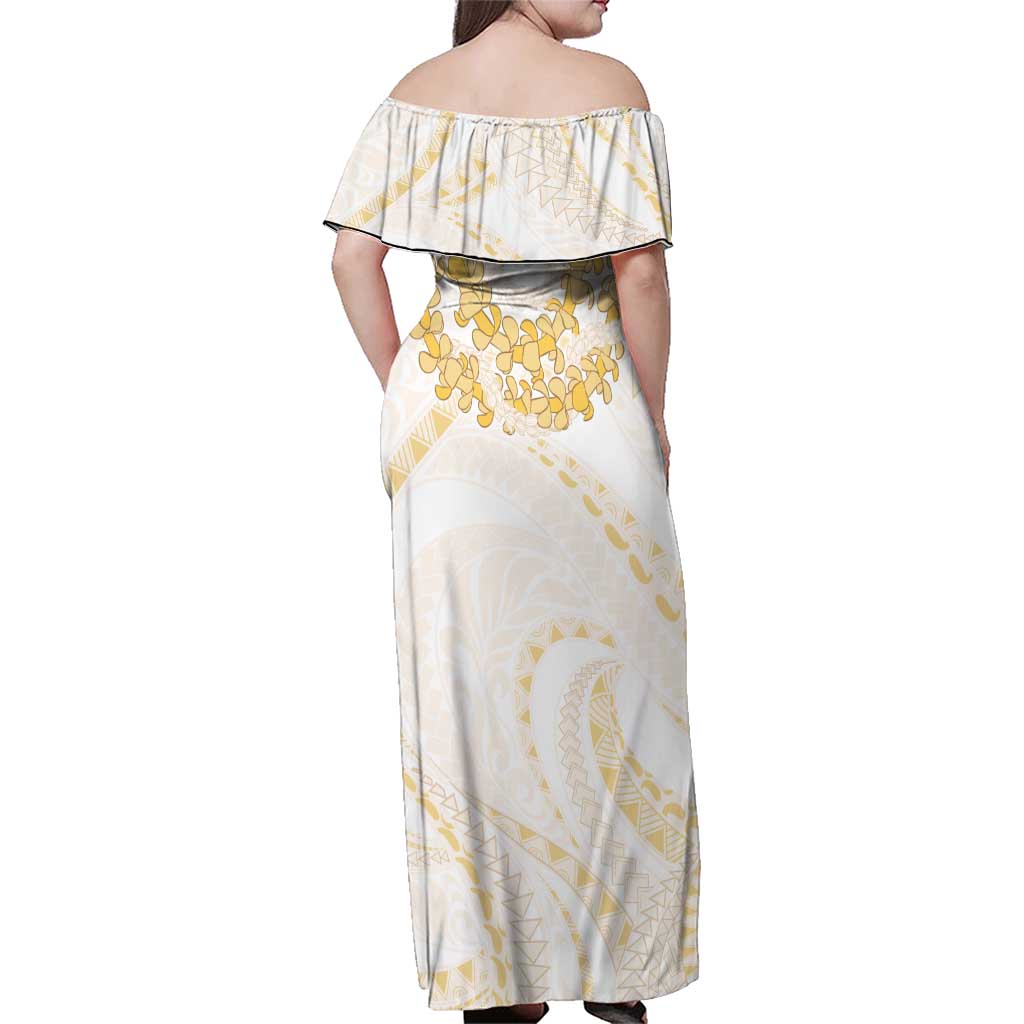 Aloha Lei Onaona Family Matching Off Shoulder Maxi Dress and Hawaiian Shirt Beige Hawaiian Tribal Pattern LT9 - Polynesian Pride