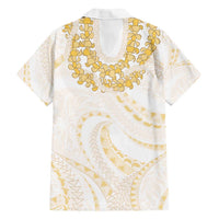 Aloha Lei Onaona Family Matching Off Shoulder Short Dress and Hawaiian Shirt Beige Hawaiian Tribal Pattern LT9 - Polynesian Pride