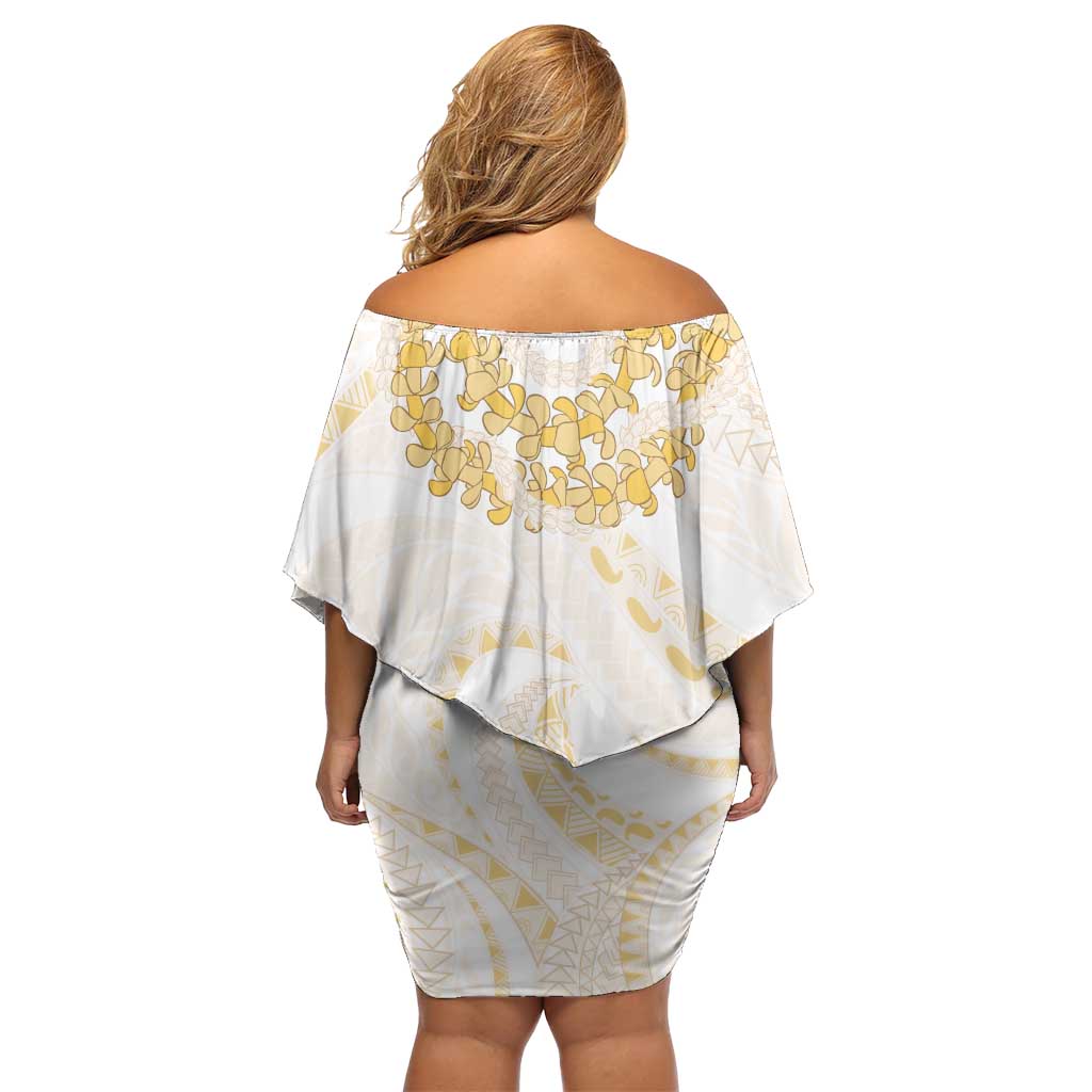 Aloha Lei Onaona Family Matching Off Shoulder Short Dress and Hawaiian Shirt Beige Hawaiian Tribal Pattern LT9 - Polynesian Pride