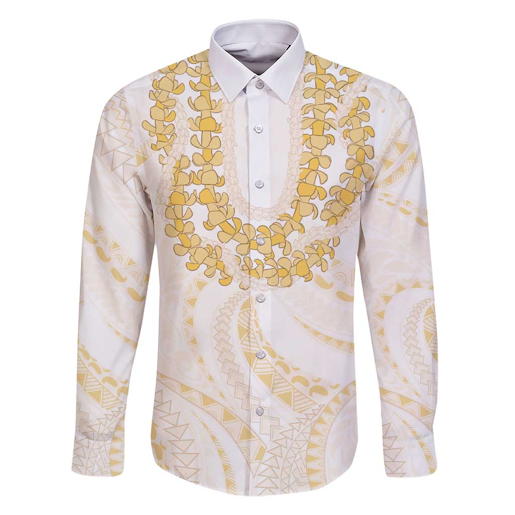 Aloha Lei Onaona Family Matching Short Sleeve Bodycon Dress and Hawaiian Shirt Beige Hawaiian Tribal Pattern LT9 Dad's Shirt - Long Sleeve Beige - Polynesian Pride
